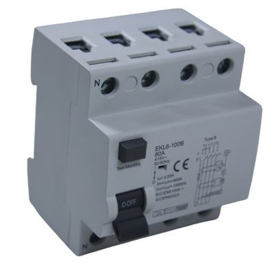 Leackageの保護のための10KAタイプB 63A RCDの遮断器