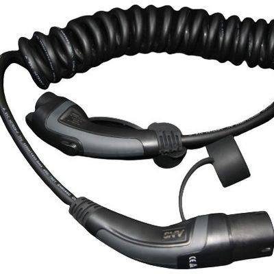 タイプ2 TPUのevの充満ケーブル/螺線形のevの充満ケーブルへの16A 1phase 3.6kWの黒/灰色のタイプ1