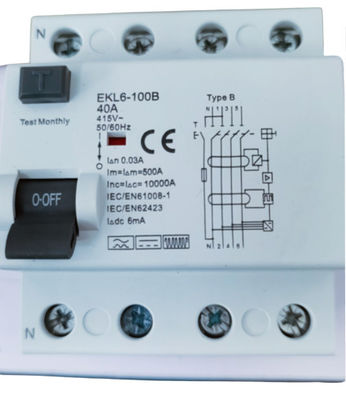 2P / 4P 40A RCCBの遮断器AC 30mA電気生命2000周期
